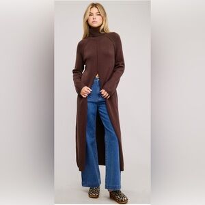 Hi-Low Tunic Sweater (Chocolate)